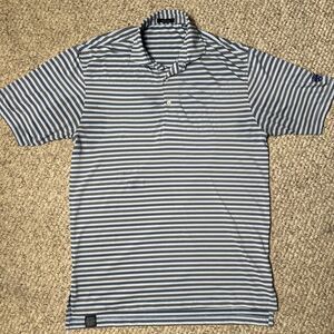 Turtleson Golf Polo Men’s Medium Blue Stripes Embroidered Sleeve
